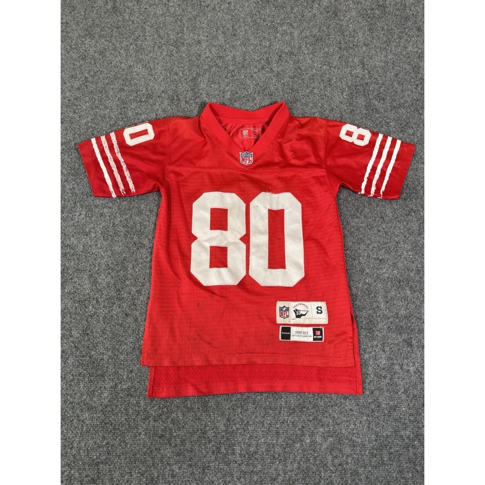 Reebok NFL Vintage San Fransisco 49ers Boys Jersey Jerry Rice Size Small 8 Red - Picture 1 of 16